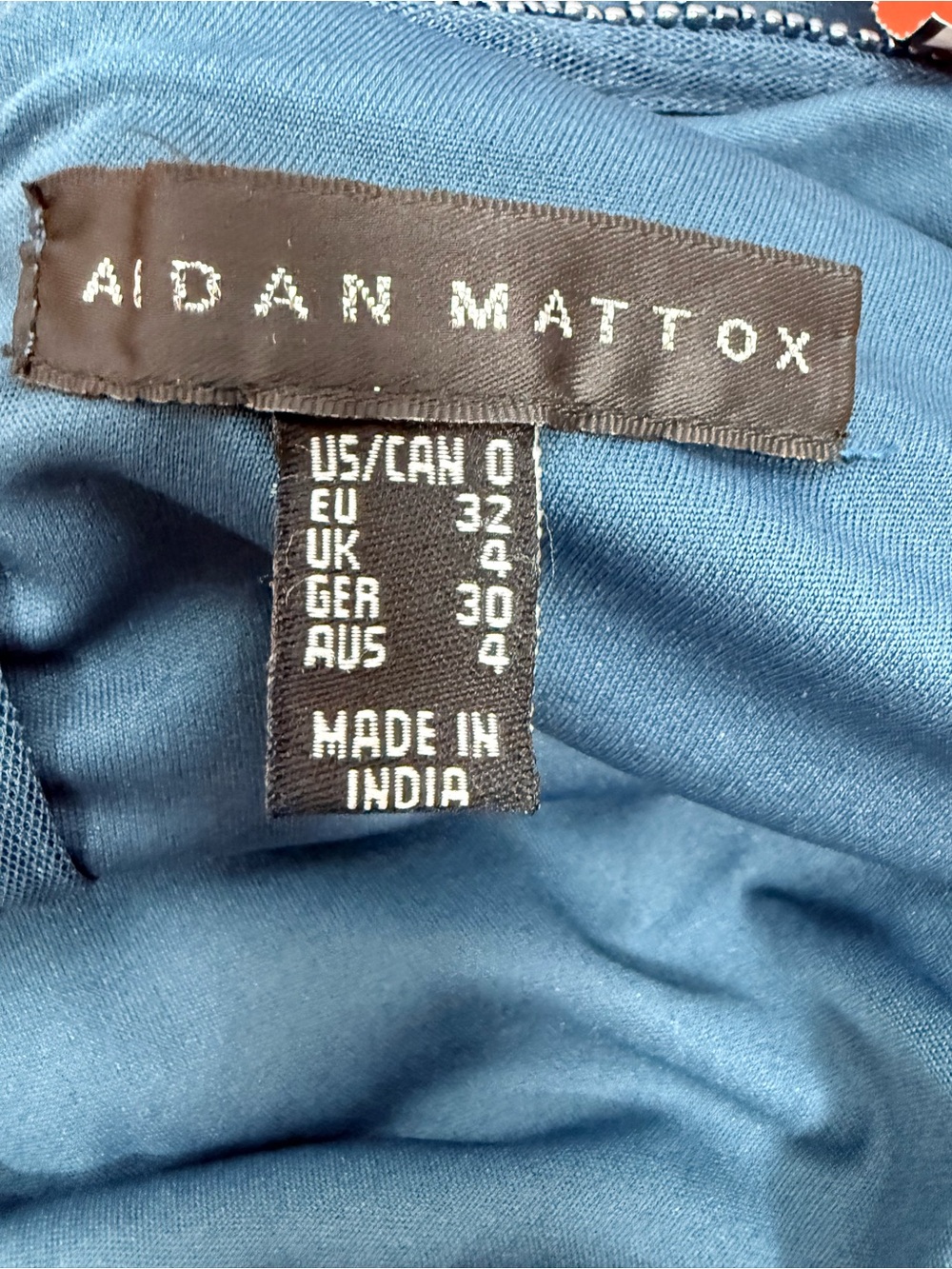 Aidan Mattox Teal Beaded Chevron Wedding Guest Mother Cocktail Dress Size 0 - Picture 12 of 16